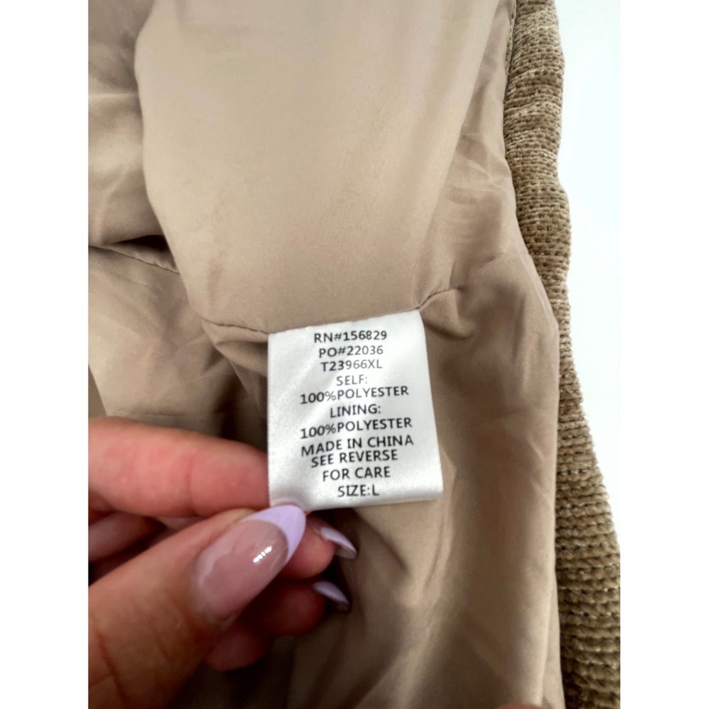 White Birch Black Label Corduroy Jacket Womens Large Tan Lined Mock Neck Zip Up - Picture 4 of 12